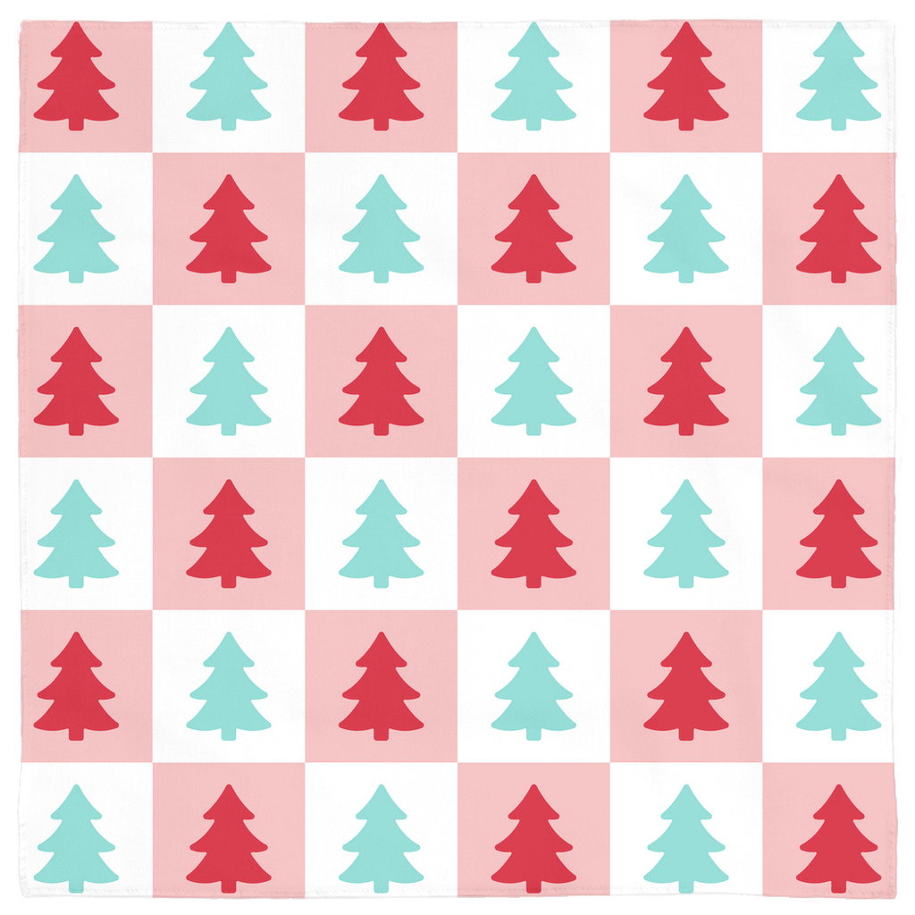 Checkered Christmas Trees Gift Cloth