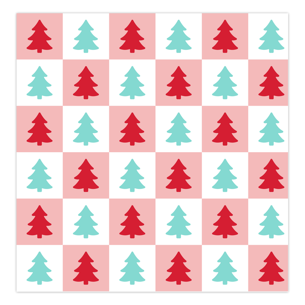 Checkered Christmas Trees Folded Cards