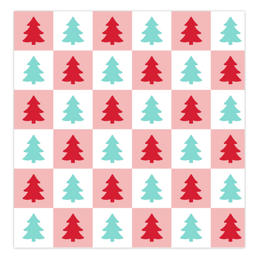Checkered Christmas Trees Folded Cards