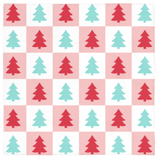 Checkered Christmas Trees Gift Cloth